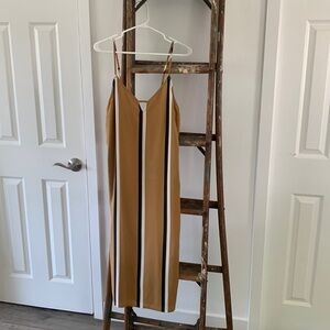 💚 Fully Lined vertical stripe midi length slip dress